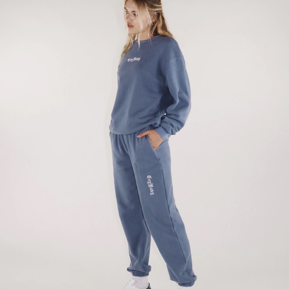 Crybaby Stone Wash Blue Sweatpants/Joggers